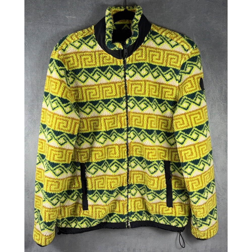 American Eagle Men’s‎ (Unisex) Full Zip Fleece Yellow Green Aztec Jacket Sz MED